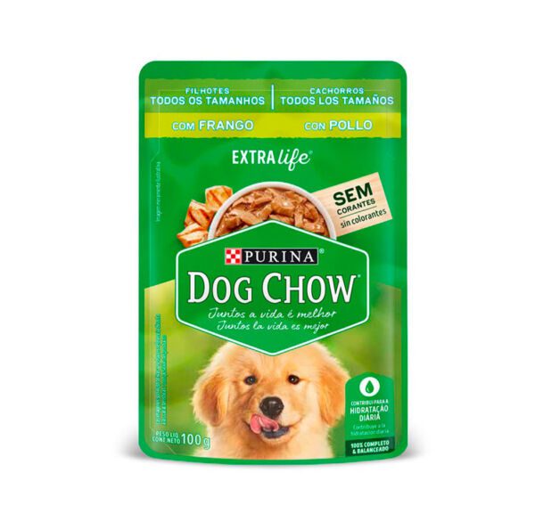 DOG CHOW POUCH CACHORROS TOD.TAMAN POLLO 100G