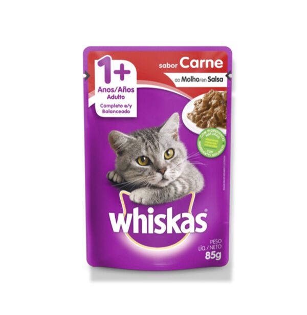 WHISKAS POUCH CARNE EN SALSA X 85g