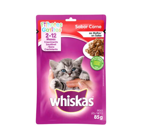 WHISKAS POUCH GATITOS CARNE X 85g